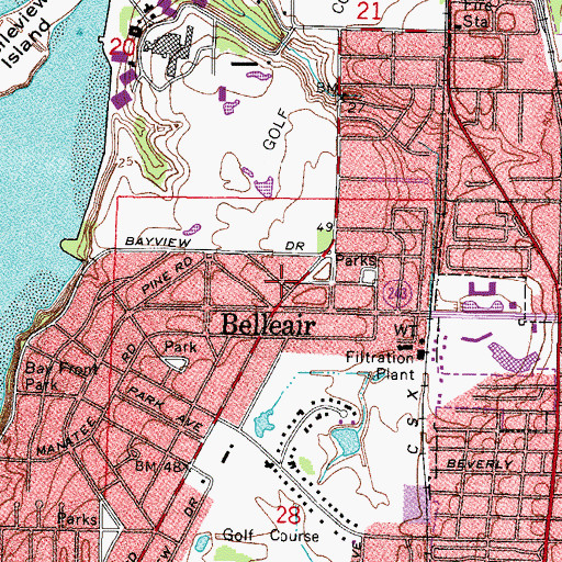 Topographic Map of Belleair Post Office (historical), FL