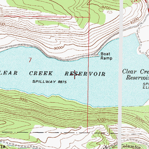 Topographic Map of Clear Creek Reservoir, CO