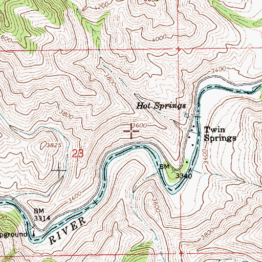 Topographic Map of Twinsprings Post Office (historical), ID