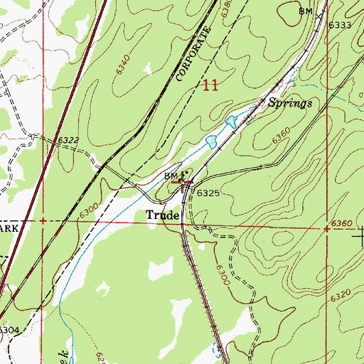 Topographic Map of Trude Post Office (historical), ID
