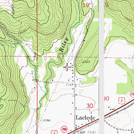 Topographic Map of Riverside Post Office (historical), ID