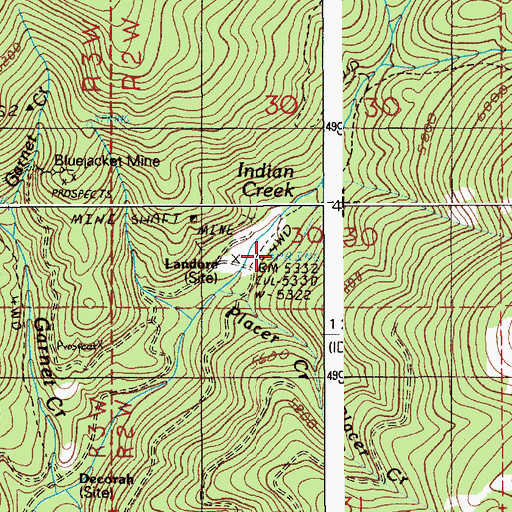 Topographic Map of Landore Post Office (historical), ID