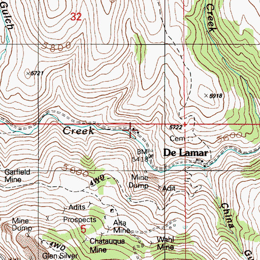 Topographic Map of De Lamar Post Office (historical), ID