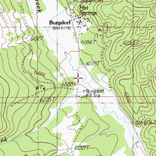 Topographic Map of Burgdorf Post Office (historical), ID