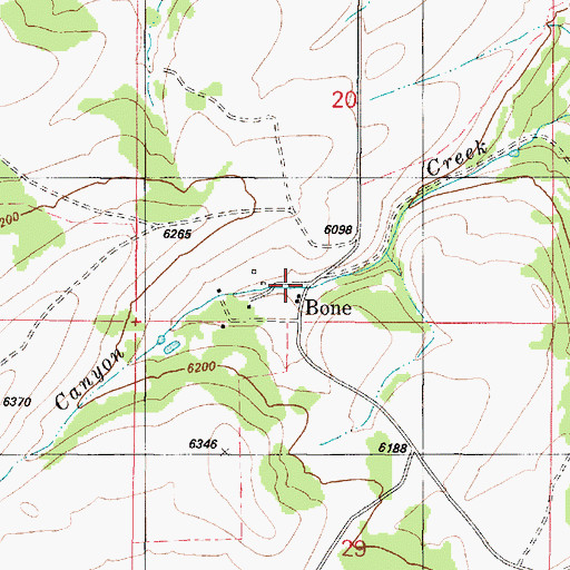 Topographic Map of Bone Post Office (historical), ID