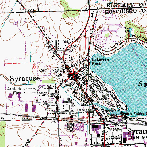 Topographic Map of Syracuse Post Office (historical), IN