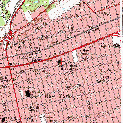 Topographic Map of City Line, NY