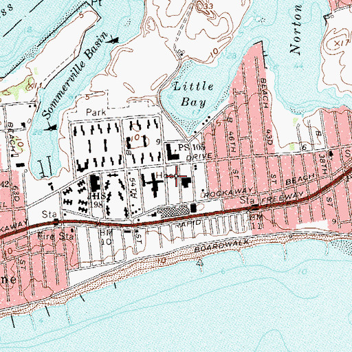 Topographic Map of Peninsula Hospital Center (historical), NY