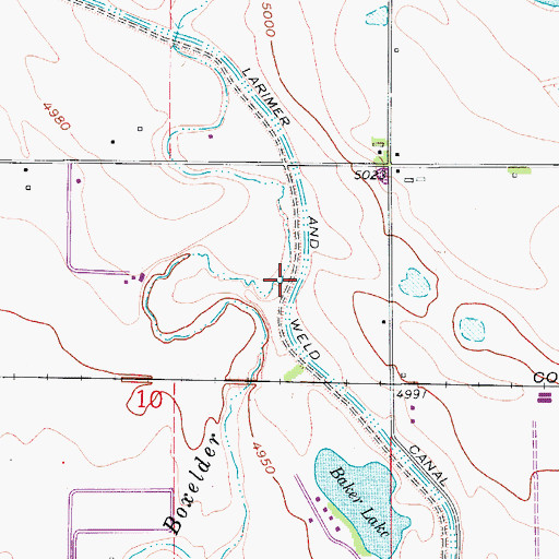 Topographic Map of Larimer and Weld Canal, CO