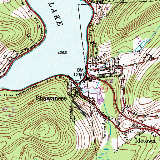 Topographic Map of Shawanese Post Office (historical), PA
