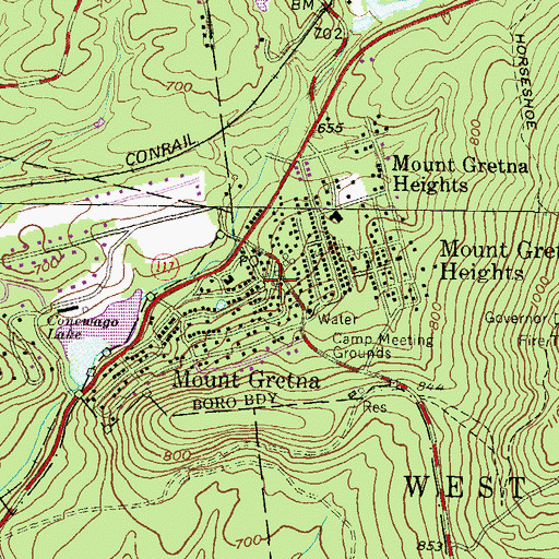 Topographic Map of Mount Gretna Post Office (historical), PA