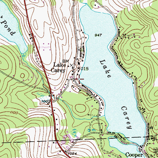 Topographic Map of Lake Carey Post Office (historical), PA