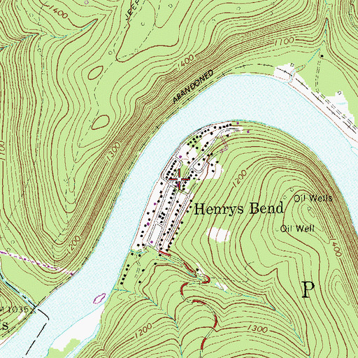 Topographic Map of Henrys Bend Post Office (historical), PA