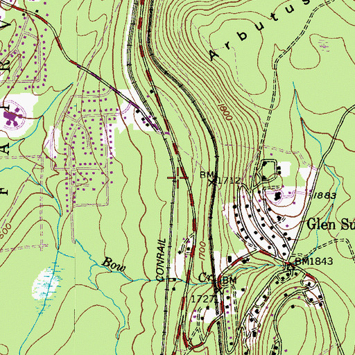 Topographic Map of Glen Summit Springs Post Office (historical), PA