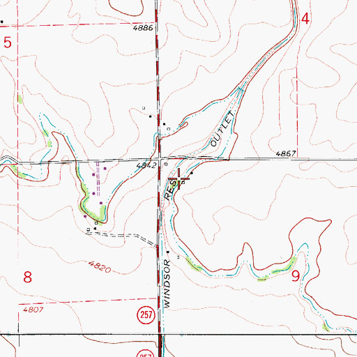 Topographic Map of Windsor Reservoir Outlet, CO