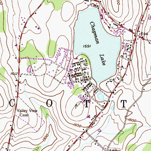 Topographic Map of Chapman Lake Post Office (historical), PA