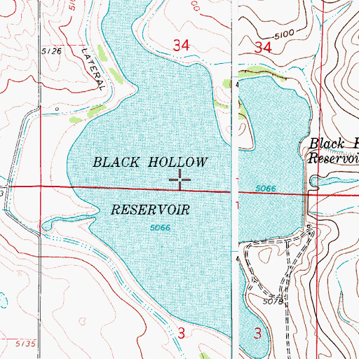 Topographic Map of Black Hollow Reservoir, CO