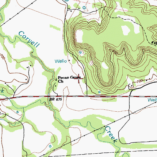 Topographic Map of Pecan Grove (historical), TX