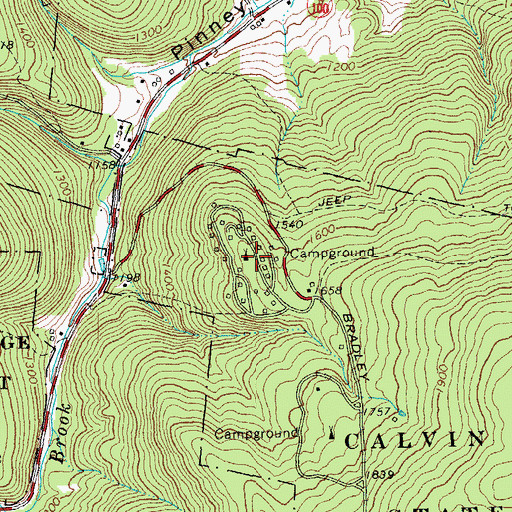 Topographic Map of Coolidge State Park, VT