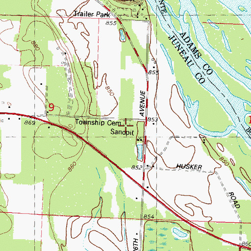 Topographic Map of Township Cemetery, WI