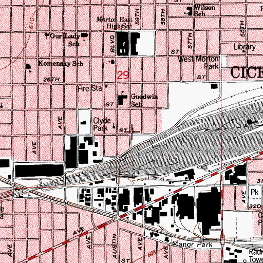 Topographic Map of Berean Bible Student's Church, IL