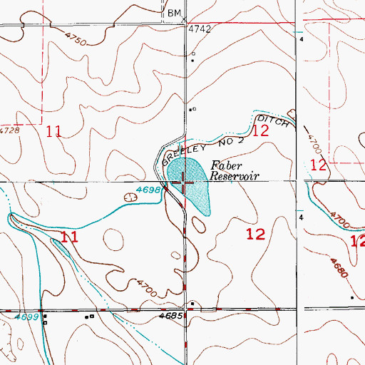 Topographic Map of Faber Reservoir, CO