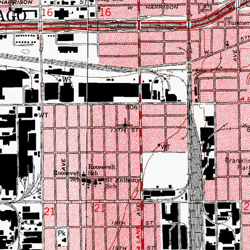 Topographic Map of Saint Attracta Church, IL