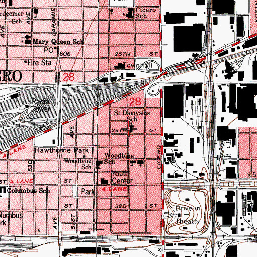 Topographic Map of Saint Dionysius Church, IL