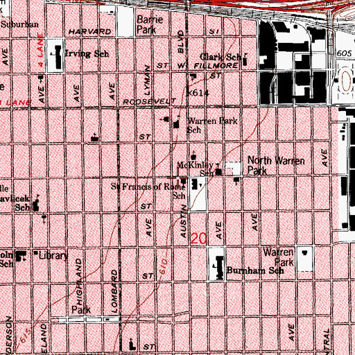 Topographic Map of Saint Francis of Rome Church, IL