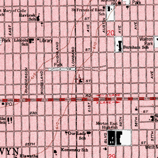 Topographic Map of Warren Park Presbyterian Church, IL