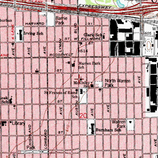 Topographic Map of West Side Reformed Church, IL