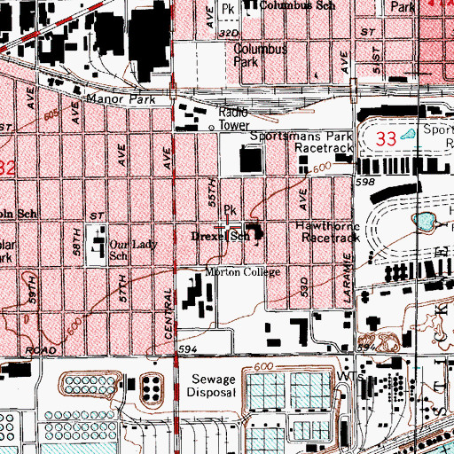 Topographic Map of Drexel Park, IL