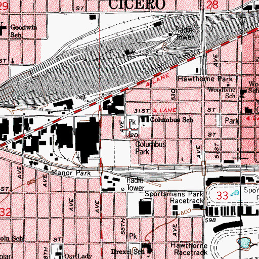 Topographic Map of Seguin Training School, IL