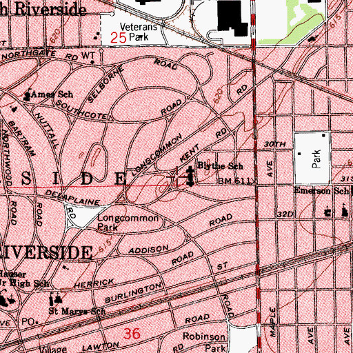 Topographic Map of Blythe Park, IL