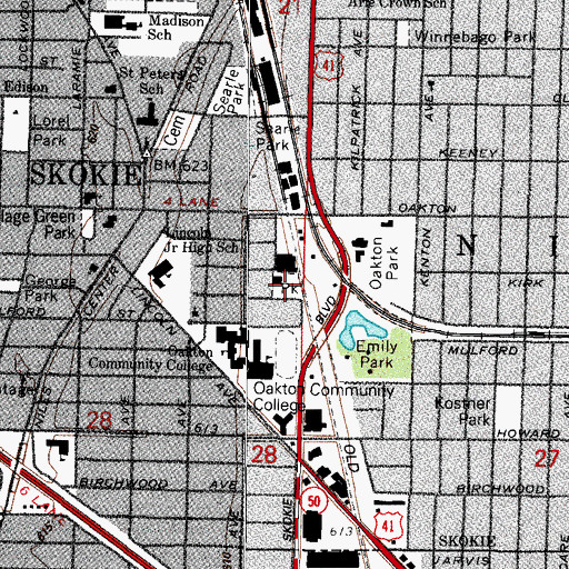 Topographic Map of Tecumseh Park, IL