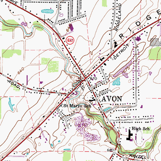 Topographic Map of Avon Lake Post Office (historical), OH