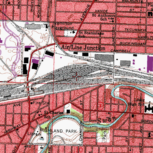 Topographic Map of Airline Junction Post Office (historical), OH