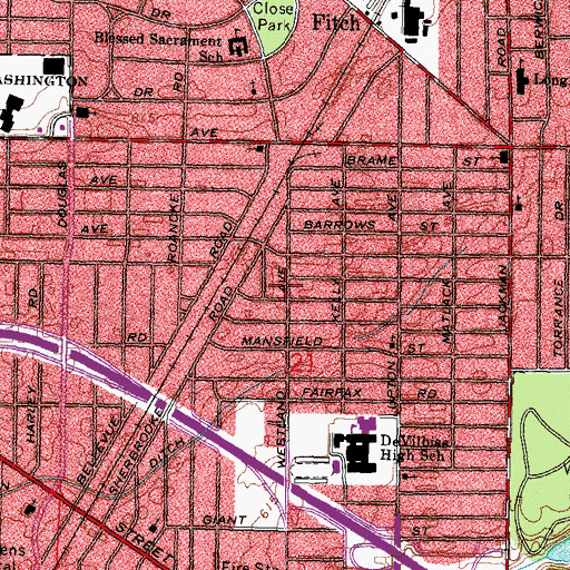 Topographic Map of Auburndale Post Office (historical), OH