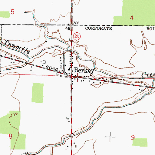 Topographic Map of Berkey Post Office, OH