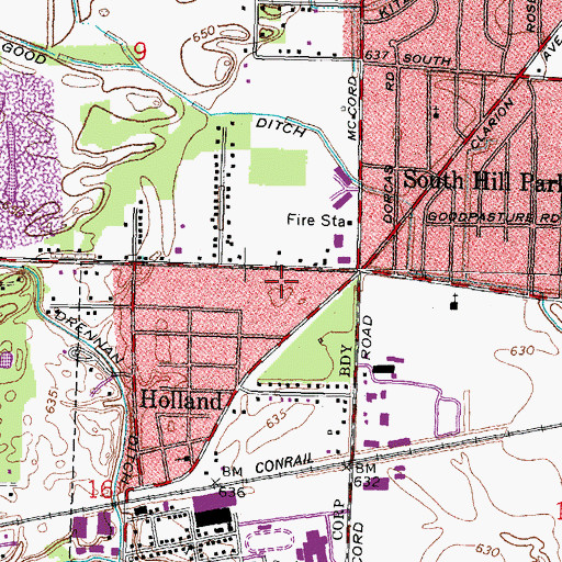 Topographic Map of Holland Post Office, OH