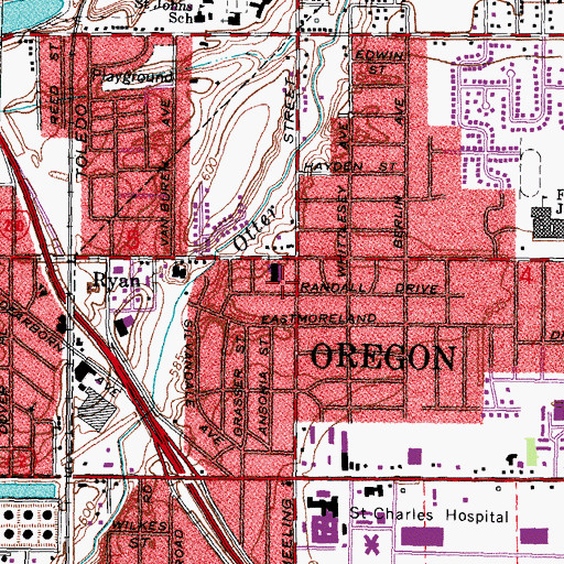 Topographic Map of Oregon Post Office (historical), OH