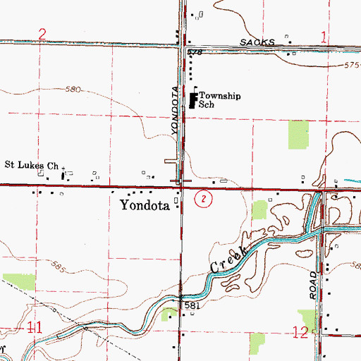 Topographic Map of Yondota Post Office (historical), OH