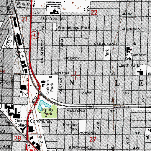 Topographic Map of Congregation Bene Shalom, IL