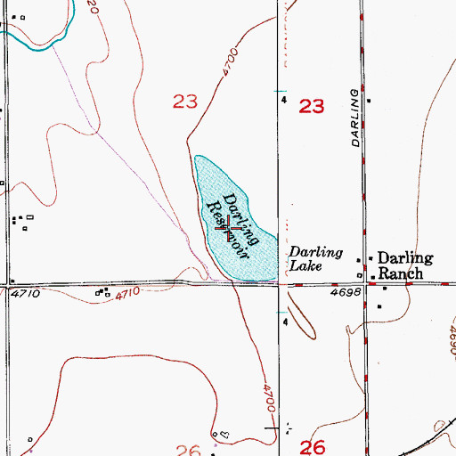 Topographic Map of Darling Reservoir, CO
