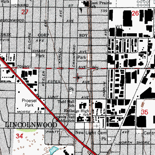Topographic Map of Lincolnwood Jewish Congregation, IL