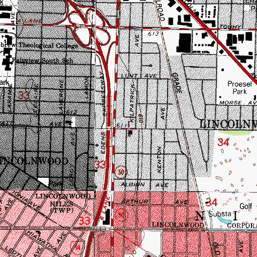 Topographic Map of Saint John's Evangelical Lutheran Church, IL