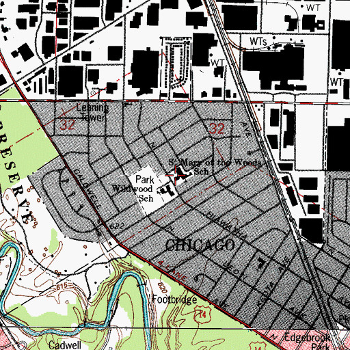 Topographic Map of Saint Mary of the Woods Church, IL