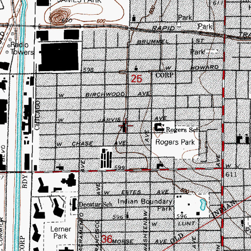 Topographic Map of Temple Menorah, IL