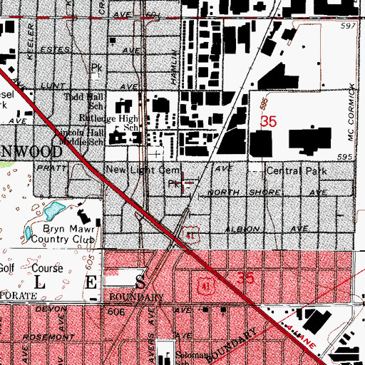Topographic Map of Columbia Park, IL