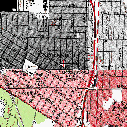 Topographic Map of G G Rowell Park, IL